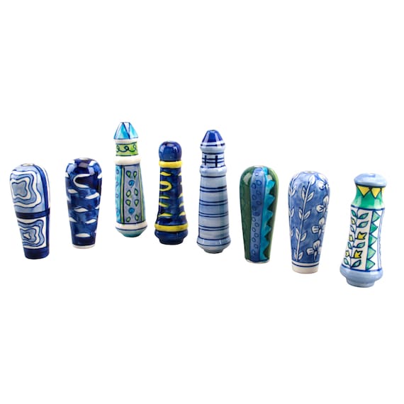 1 X Blue and Colour Decorated Ceramic Light Pull Cord Pull Etsy