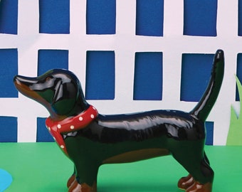 Dougie The Dachshund Dog Ceramic Ring Holder in Gift Box