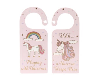 Unicorn Bedroom Door Handle Hanger | Bedroom Decor | Young Child Room | Homeware | Fairytale | For Her | Unicorn | 2 Sided | Room Hangers