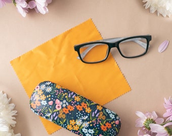 The Flower Market Floral Glasses Case With Microfibre Cleaning Cloth • Gift For Her • Snap Closure • Eye Care • Travel Accessories