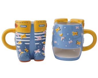 Wellington Boots Snack Keks Becher Keramikbecher | Keramiktasse | Geschenk Boxed | Artisan Kaffee- & Teetasse | Ideales Geschenk