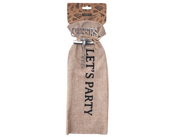 Bottle Bag And Bottle Opener Gift Set 'Let's Party'