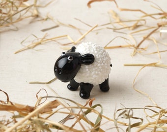 Black & White Glass Sheep Ornament • Gift Box • Gift For Home