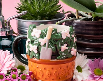 Flower Pot Ceramic Mug | Gift Boxed | Artisan Coffee & Tea Cup | Ideal Gift