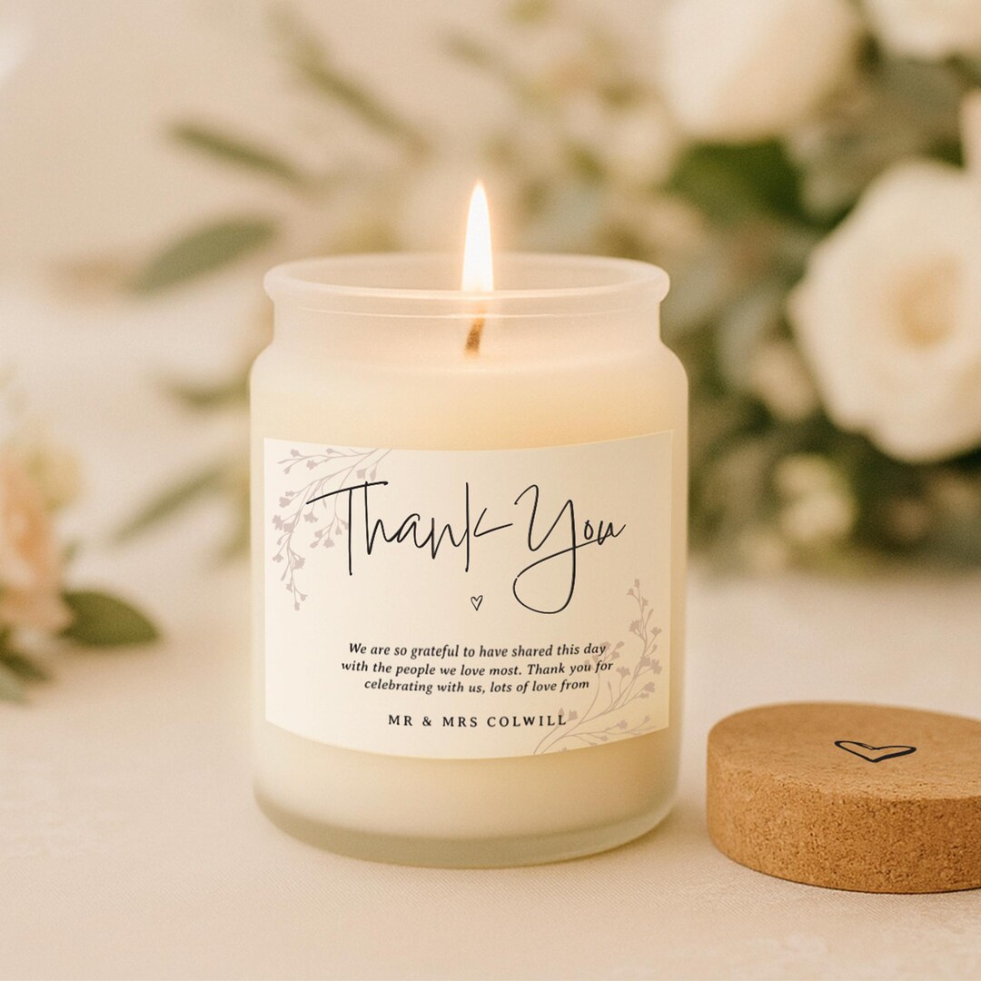 Personalised Thank You Wedding Candle • Scented Jar Favors (gift Box ...