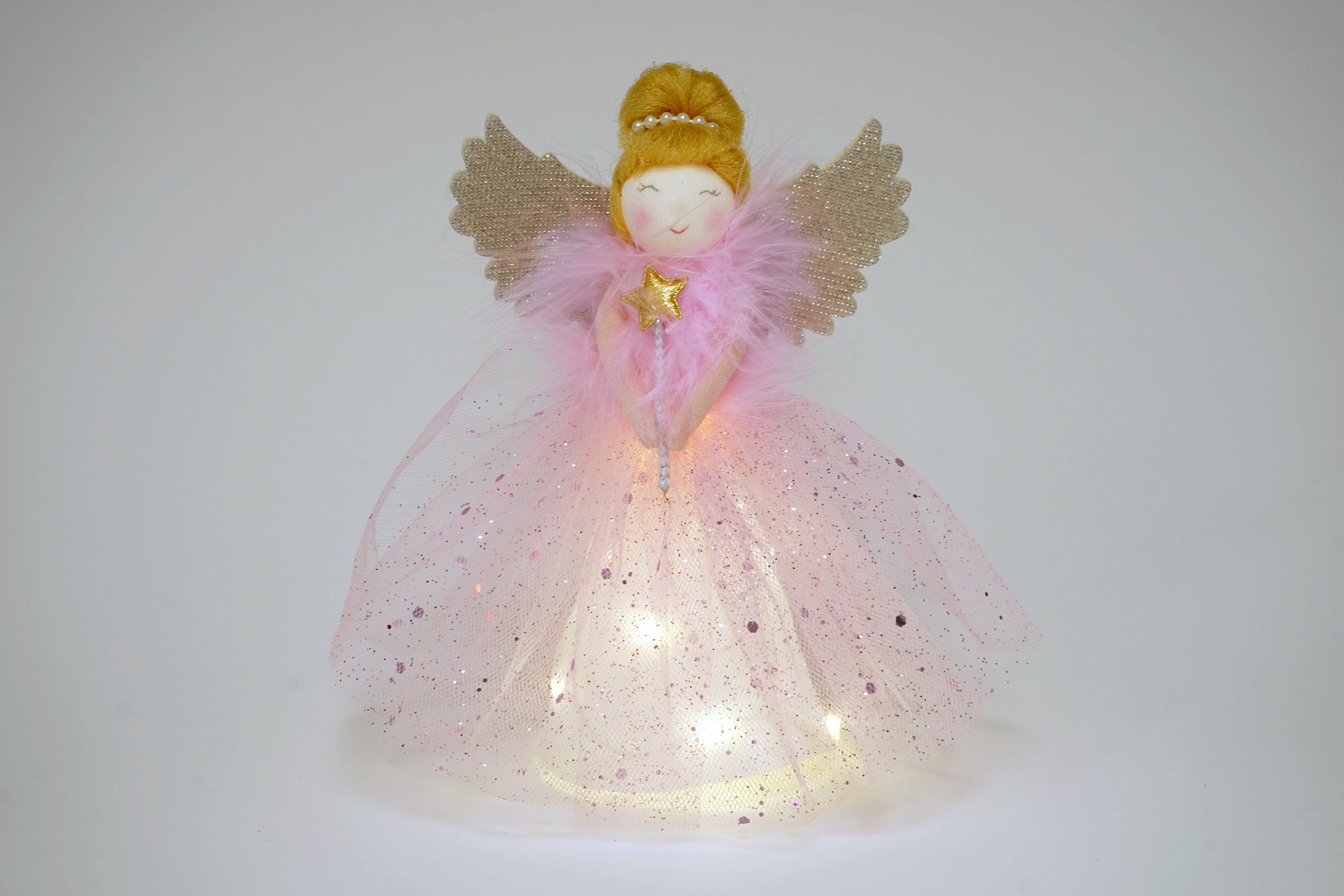 Puntale Albero Di Natale A LED A Forma Di Angelo/fata: Decorazione Luminosa Per Interno/esterno, Stoffa Multistrato