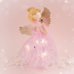 Light Up Sugarplum Fairy Angel | Pink Christmas Tree Topper