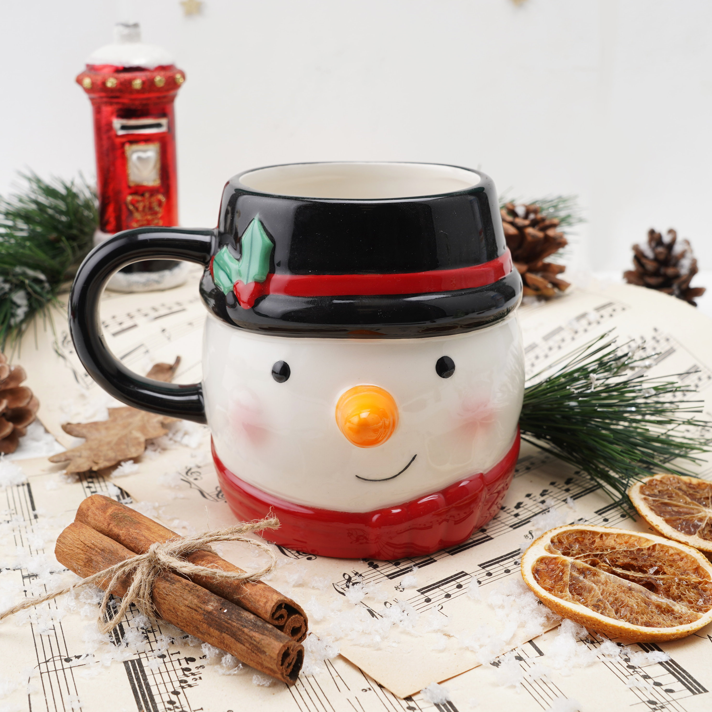 Tasse Céramique Bonhomme De Neige Ancien - Moulé à Glisser Modèle C-65 - Occasion