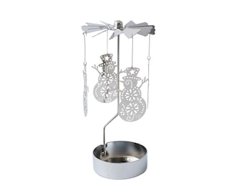 Portacandele a forma di pupazzo di neve natalizio in argento / Decorazione festiva / Decorazione per la casa / Natale