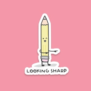 Pack of 3 | &#39;Looking Sharp&#39; | Novelty Sticker | Laptop | Notebook | Phone | Planner | Bottle | Scrapbook | Funny Pun Sticker