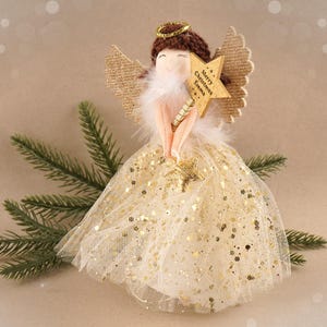 Gold Light Up Angel Tree Topper | Battery Powered Christmas Decor