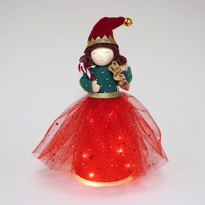 Christmas Elf Light Up Tree Topper Hanging Decoration Battery Powered Size: 18cm Christmas Gift For Home image 2