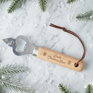 Wooden Bottle Opener - &#39;Dad&#39;s Christmas Beer&#39; In Gift Box