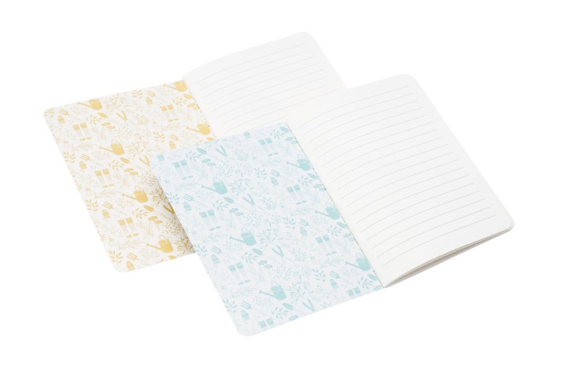 Set of 2 A6 Lined Paper Notebooks with Gardening and House Plant Illustration and Gift Wrap