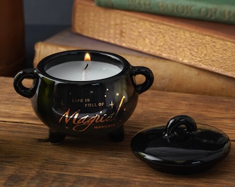 Black Cauldron Tea Light Candle Holder | Halloween Gift Box