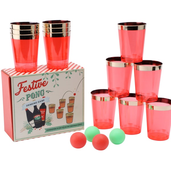 Festive Pong Drinking Game Set in Travel Gift Box