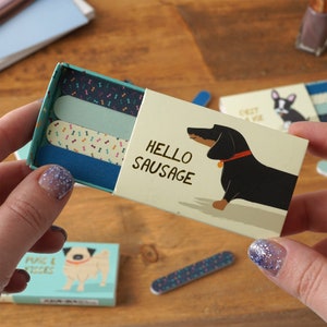 Set of 4 Matchbox Nail Files with Tog Dog Illustration
