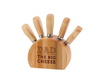 Loft 'Dad The Big Cheese' Wooden Cheese Knife Block