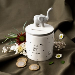 Ceramic Elephant Money Pot Box | Big Dreams Start Small | Gift Box | Savings | Gift For Children