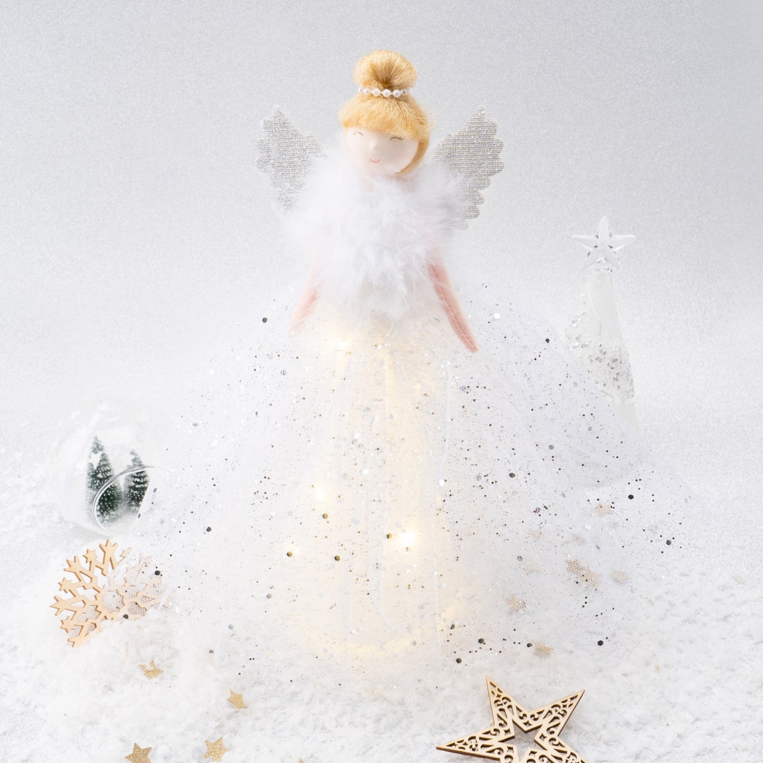 Large Light up Angel Christmas Tree Topper Silver Includes Etsy UK