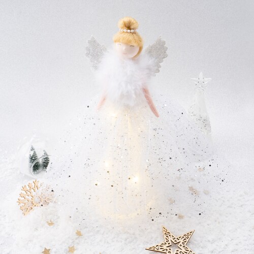 Light up Angel Christmas Tree Topper in Silver Includes Etsy
