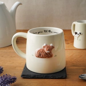 Bramble Farm Highland Cow Design Stoneware Mug | Gift Boxed | Artisan Coffee & Tea Cup | Rustic Farmhouse Design | Ideal Gift