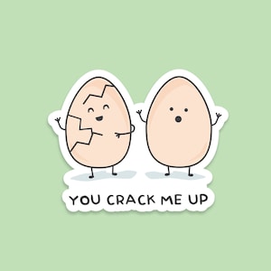 Pack of 3 | &#39;You Crack Me Up&#39; | Novelty Sticker | Laptop | Notebook | Phone | Planner | Bottle | Scrapbook | Funny | Pun Sticker