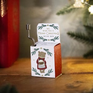 Little Bear Co. &#39;We Wish You A Merry...&#39; Music Box | Christmas | Hand Crank | Gift For Children