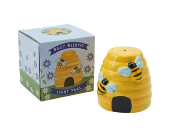 Poignée légère Beehive | Tirette pour cordon en céramique, décor abeilles