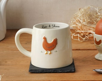 Bramble Farm Chicken Stoneware Mug | Gift Boxed | Artisan Coffee & Tea Cup | Rustic Farmhouse Design | Ideal Gift