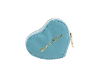 Blue Heart Shape Coin Zip Purse • Willow & Rose • Handbag Money Wallet • Gift For Her