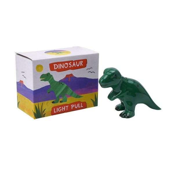 T-Rex Dinosaur Light Pull | Green | Cord Pull for Bathroom Lighting Blinds Curtains Ceilings Fans | Kids Bedroom