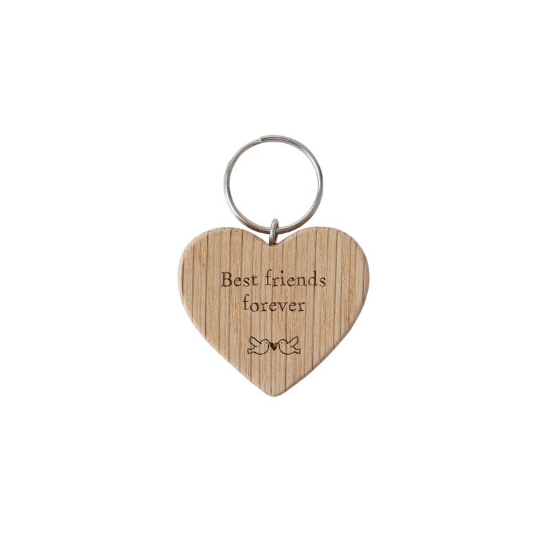Key Ring Sentiment Oak Heart Keyring, Engraved 'friends Forever' Sentiment, Friendship ...