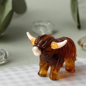 Glas Highland Kuh Figur | Sammler Ornament, Geschenk verpackt