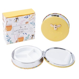 3 Part Organiser and Mirror in Yellow with &#39;Bee Happy &#39; Bee Design Comes Gift Box