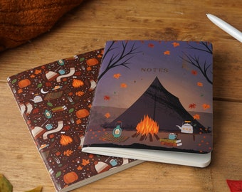 Set of 2 A6 Camping Notebooks • Lined Paper Notebooks • Snuggle Season • Notepad • Stationary • Gift For Her