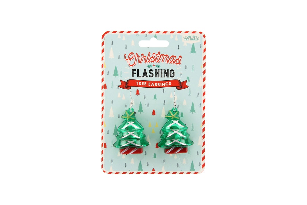 Novelty Party Flashing Christmas Tree Earrings Secret Santa Party