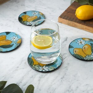 Sicilian Zest Glass Set Of 4 Coasters in Gift Box