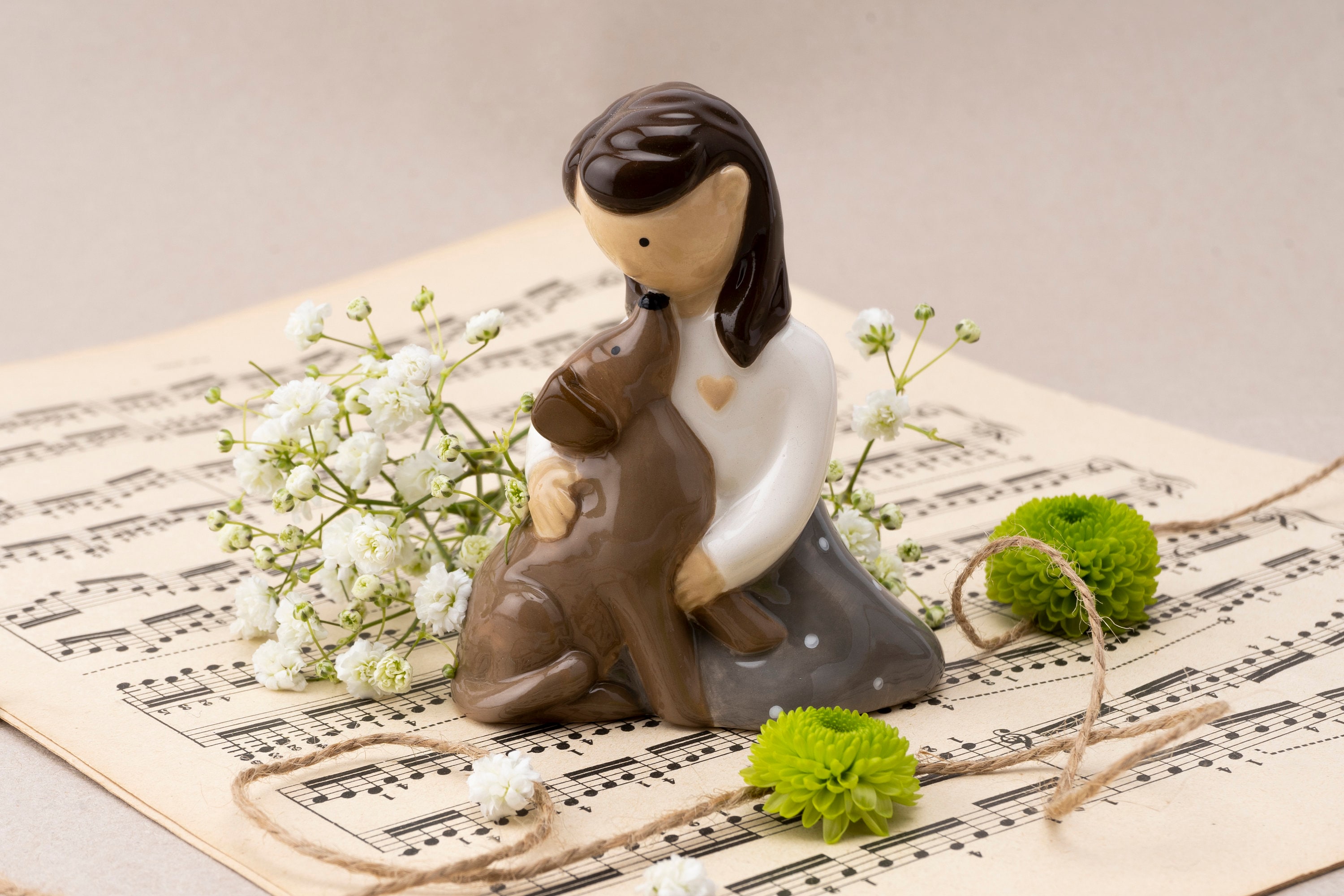 手数料安い statue dog with Boy - 日本 Etsy 彫刻・オブジェ