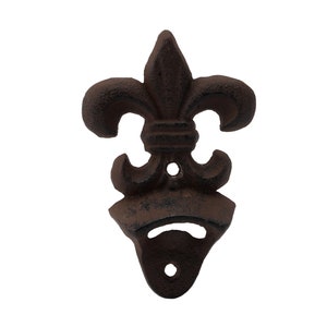 Ouvre-bouchon de bouteille de bière et de cidre en fonte de style Fleur de Lis traditionnel