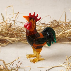 Glass Brown Cockerel Ornament In Gift Box • Decoration • Ornament • Collectable • Gift For Home • Home Decor