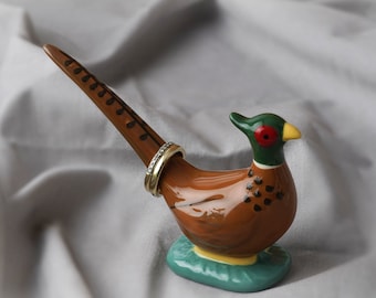 Organizador de anillos de faisán de Bramble Farm, en caja de regalo, estilo rústico artesanal.