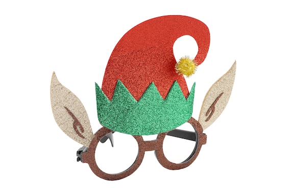 CGB Giftware Novelty Glitter Elf Hat and Ears Christmas Glasses Joy to the  World Perfect for Christmas Parties GB03805 