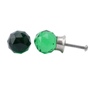 Set of 2 | Small Green Crystal Glass Drawer Cabinet Pull • Drawer Knob • DIY Upcycle • Gifts for Home • Home Improvement • Rennovations