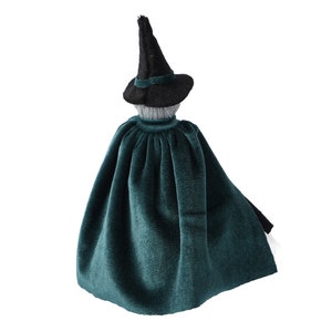 Witch Professor Christmas Tree Topper 21cm Magical Green Lights Battery Operated Green Lights Witch Decoration image 4