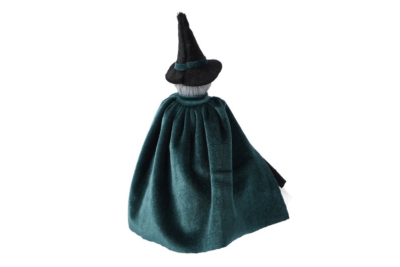 Witch Professor Christmas Tree Topper 21cm Magical Green Lights Battery Operated Green Lights Witch Decoration image 4