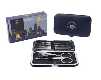 Men's Manicure Set • Stainless Steel Tools • Gift Box • Grooming Nail Kit • Health and Beauty • Gift For Him