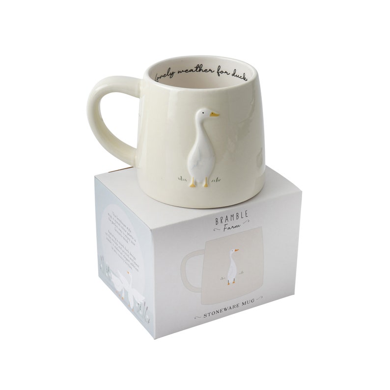 Bramble Farm Duck Stoneware Mug Gift Boxed Artisan Coffee & Tea Cup Rustic Farmhouse Design Ideal Gift image 2