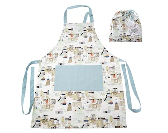 Seaside Town Cotton Apron | Adjustable, With Gift Bag