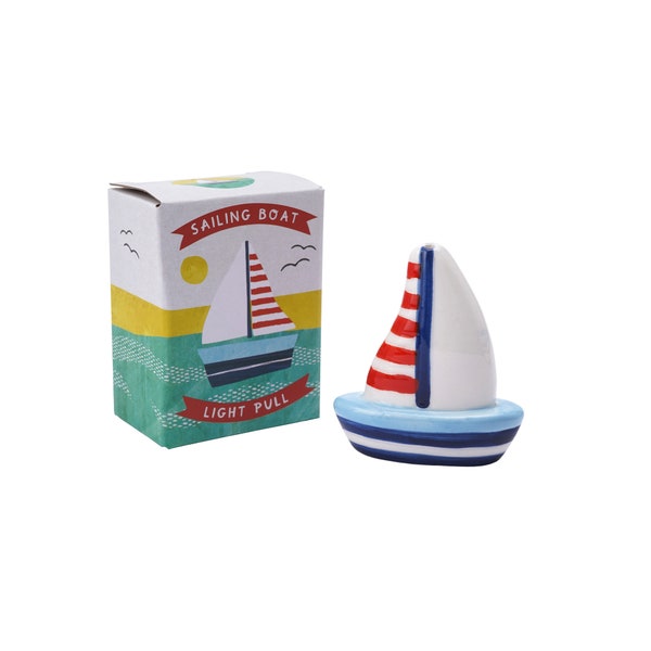 Sailing Boat Light Pull | Red White Blue | Cord Pull for Bathroom Lighting Blinds Curtains Ceilings Fans